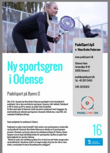 en nye trend i Odense hedder Padelsport 80% tennis og 20% bliver til padel. Kom og få en gratis prøvetime på padelbanen på odense havn. Byens Ø